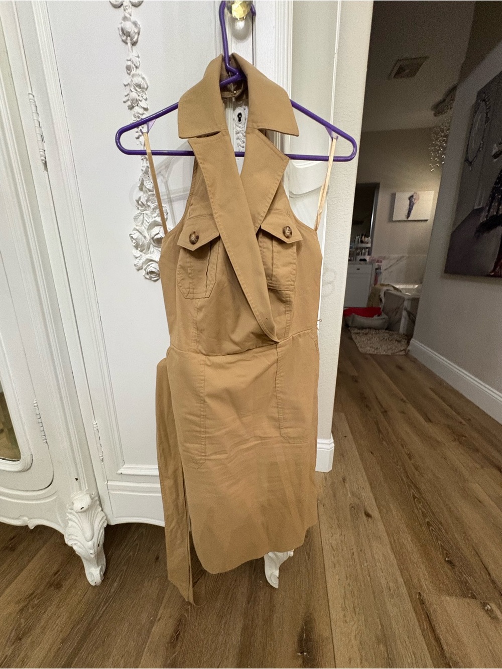 White House Black Market Women's Tan Khaki Dress